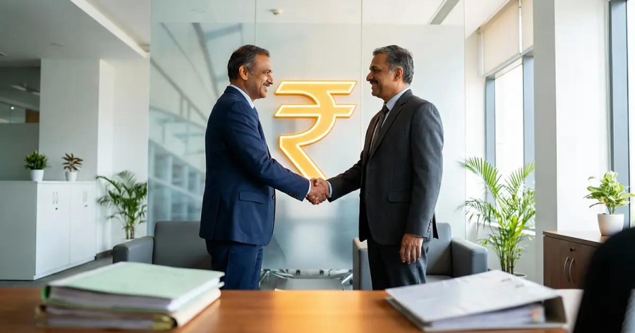 A trusted partnership handshake, backed by the Rupee Neo promise